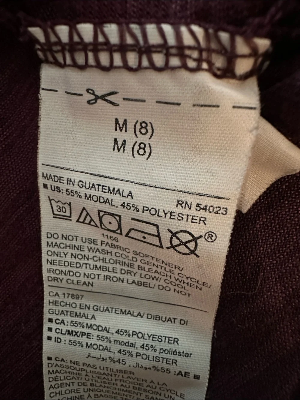 Old Navy Active “Go Dry” Short Sleeve Crewneck Top in Deep Plum | Sz: M | Modal